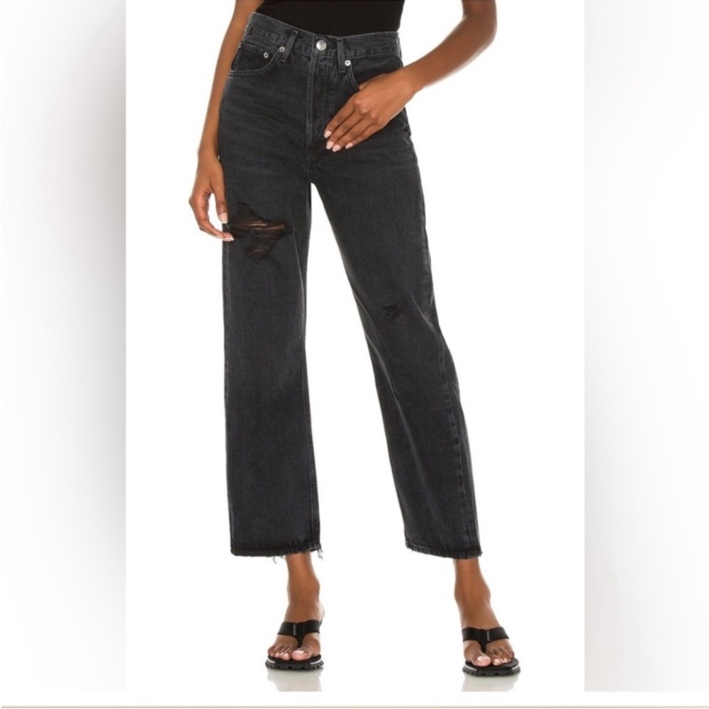 AGOLDE Black 90’s Crop Buttonfly Jeans Size 28.